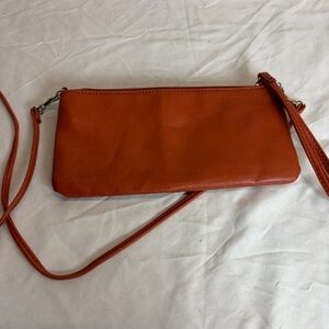 Elegant Orange Leather Crossbody Bag